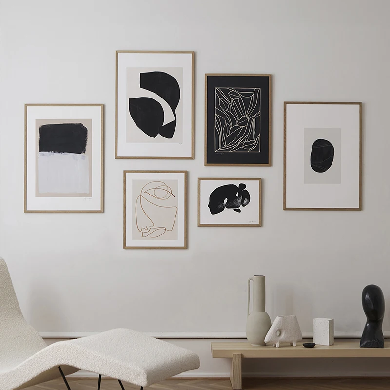 

Line Figures Black and White Gray Creative Abstract Print Canvas Painting Nordic Pictures Wall Art Poster Living Room Decorative