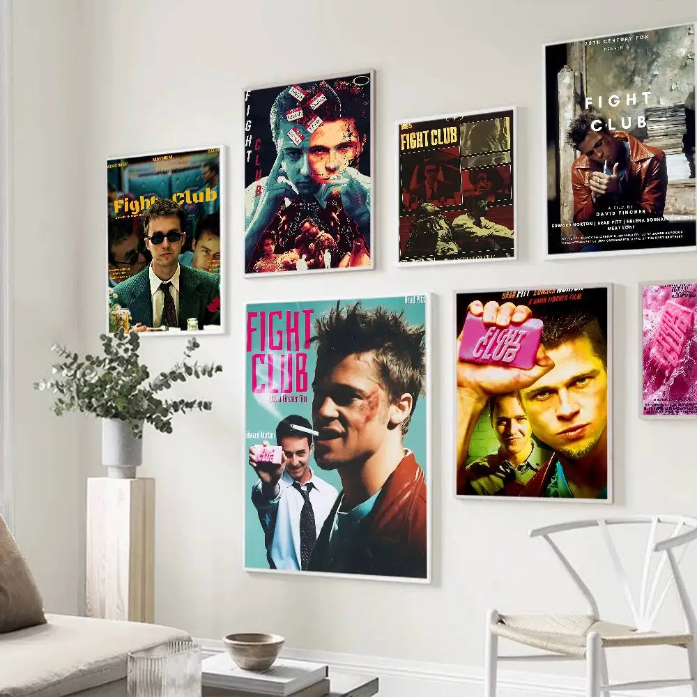 Cult Movie Fight Club Anime Posters Sticky Waterproof Paper Sticker Coffee House Bar Kawaii Room Decor