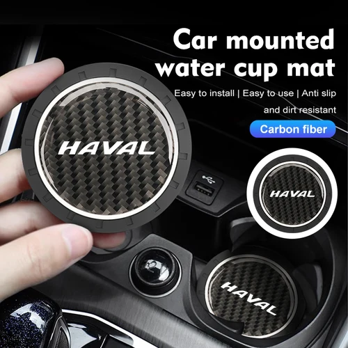 자동차 물컵 미끄럼 방지 패드, 탄소 섬유 거치대 매트, Haval Great Wall Jolion H1 H2 H3 H4 H5 H6 H7 H9 F5 F7, 2 개  Best5