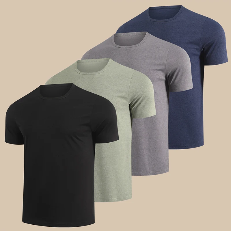 Men's summer solid color round neck short sleeved simple and versatile casual T-shirt comfortable home sleepwear plus size top