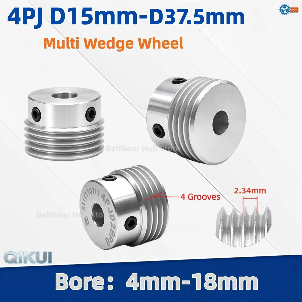 Diameter 15-37.5mm 4PJ Multi Wedge Wheel PJ Belt Pulley 4 Slots Motor Shaft 4 Peak Groove Synchronous Timing Pulley 4/5/6-18mm