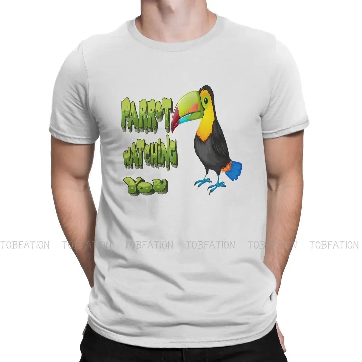 Parrot Animal Crewneck TShirts Watching You Quote Classic Distinctive Men's T Shirt New Trend Tops 6XL