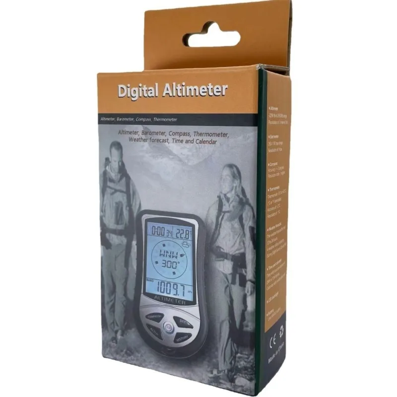 DS302 8-in-1 Handheld Electronic Altimeter, Mountaineering Portable Fishing Barometer Compass Altitude Meter
