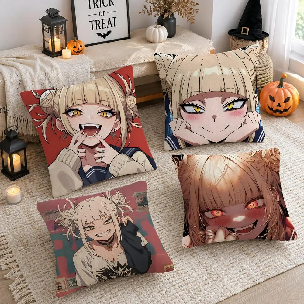 Anime M-My Hero Academia Himiko Toga Cushion Cover Soft Plush Cushion Case Throw Pillowcase Cozy Home Sofa Bed Living Room Decor
