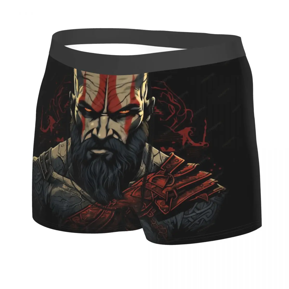 Retro Harajuku God Of War Print Boxer, Cuecas Altamente Respirável, Cuecas de Alta Qualidade, Presentes de Aniversário