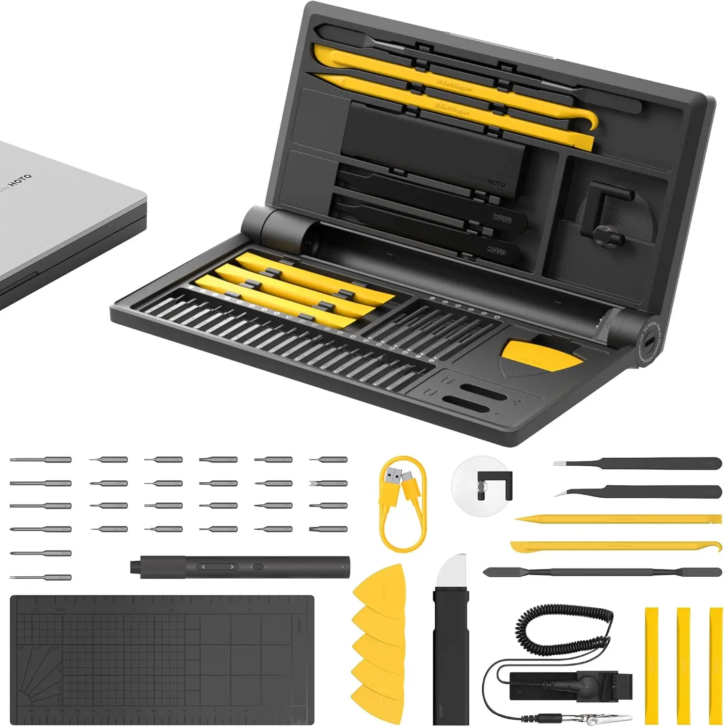 Hoto Electric Precision Screwdriver Set, 48 In 1 Electronics Tool Kit, Magnetic Bits & Box, Led Light & 2 Torque Settings, Mini