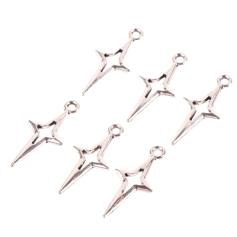 40 Stück 23x10mm Antiksilberfarbene Durchbrochene Sternanhänger für Schmuckherstellung DIY-Zubehör – Detail 8
