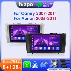 Hizpo-トヨタCamry 2007-2011用カーラジオ,マルチメディアプレーヤー,GPS付き,4g,Android 12, 2ディン,ステレオヘッドユニット,オーノ2006-2011