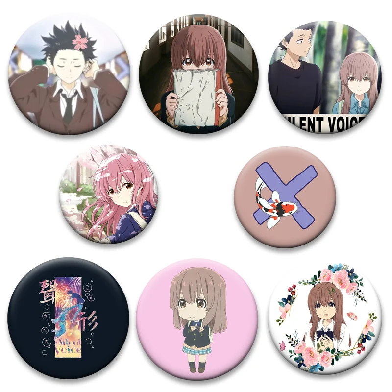 

Ishida Shouya Nishimiya Shouko Cartoon Button Pins Anime A Silent Voice Brooches for Creative Jewelry Gift Handmade Lapel Badge