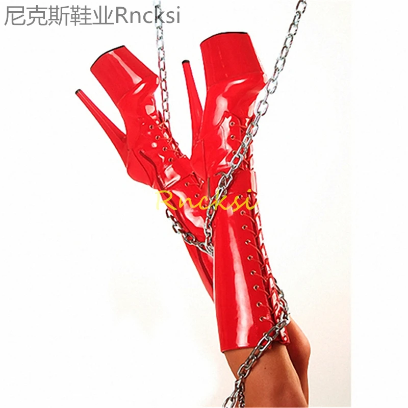 

20cm Middle boots, boots, women's red boots, ultra-high heels, stilettos, fashion ladies boots