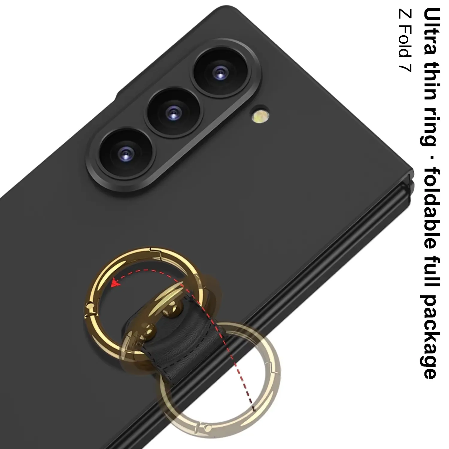 For Samsung Galaxy Z Fold 7 Case Ultra-thin Skin Friendly Matte All Inclusive Protective Metal Ring Holder Tempered Film Cover