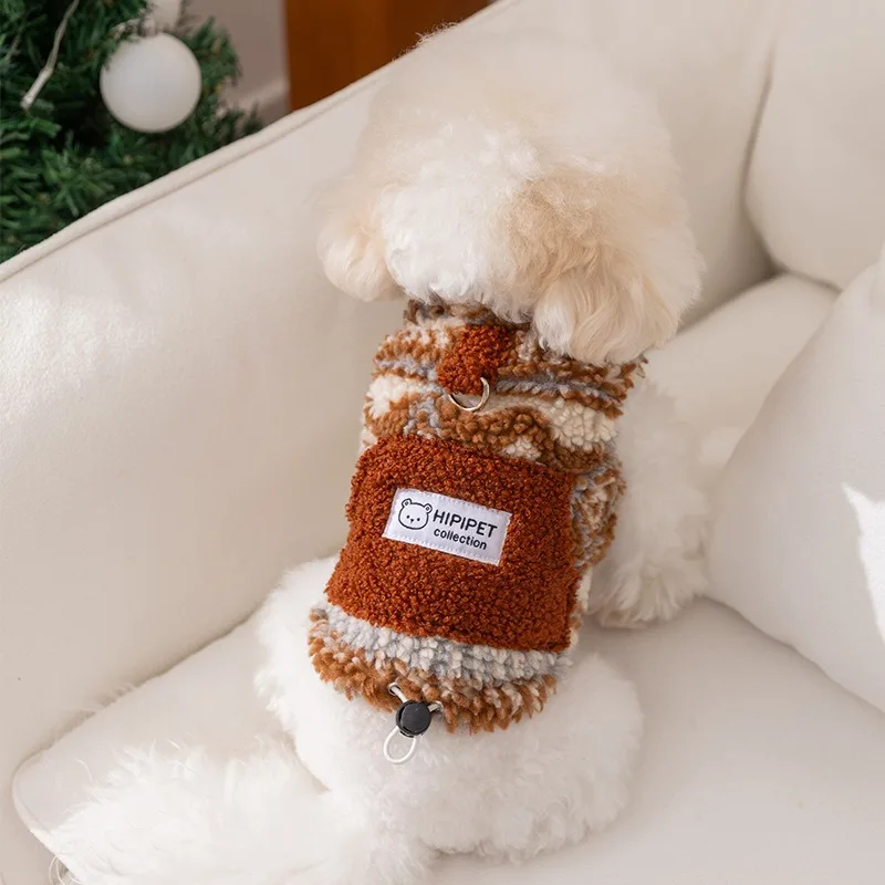 

Bichon Frise Lambswool Jacket Teddy Classic Checkered Button-Down Shirt Winter Pet Warmth Tug Vest XS-XL