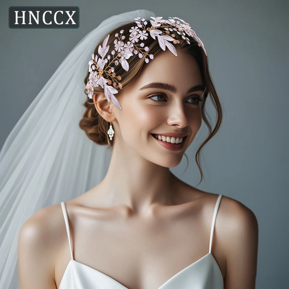 HNCCX Alloy Leaf Bride Hair Band Golden Color Wedding Hair Accessories Wreath Crystal Daily Travel Women Headpieces CP278