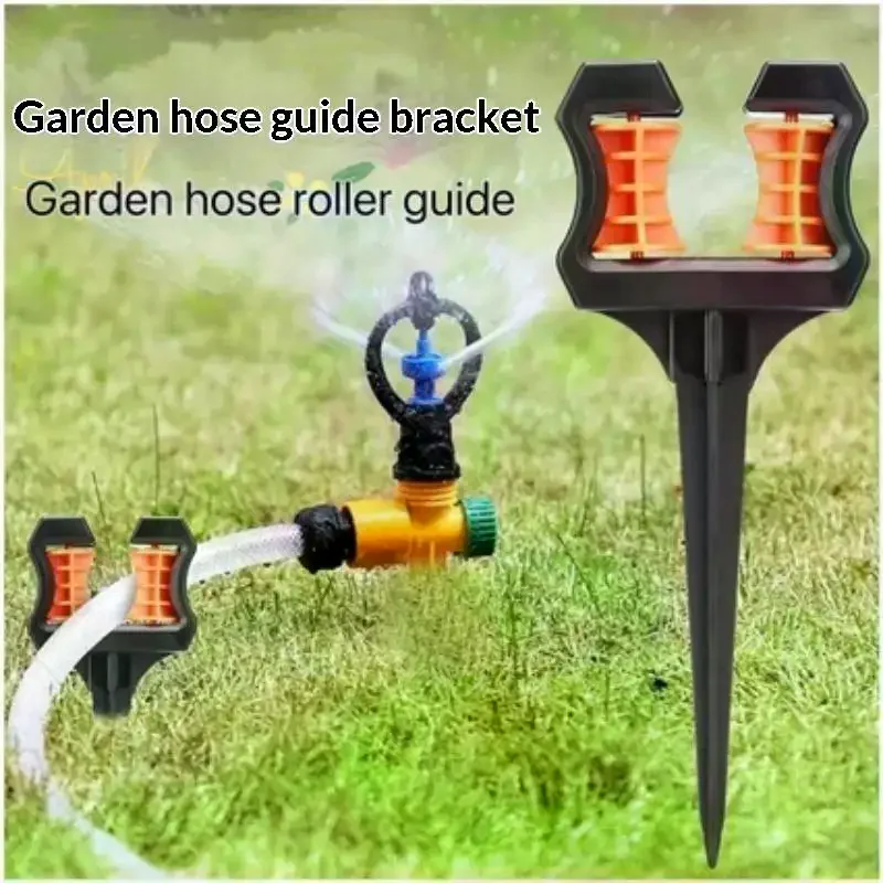 Heavy Duty Garden Hose Guide Spike Stake Roller Wheel Anti- Water Pipe Guide Nail for Outdoor Yard Watering Work