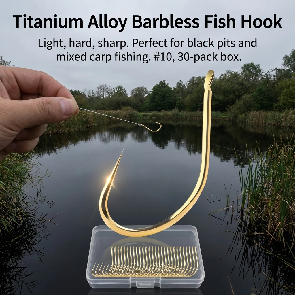 

Titanium Alloy Barbless Fish Hooks Japanese Imported For Carp Mixed Fishing