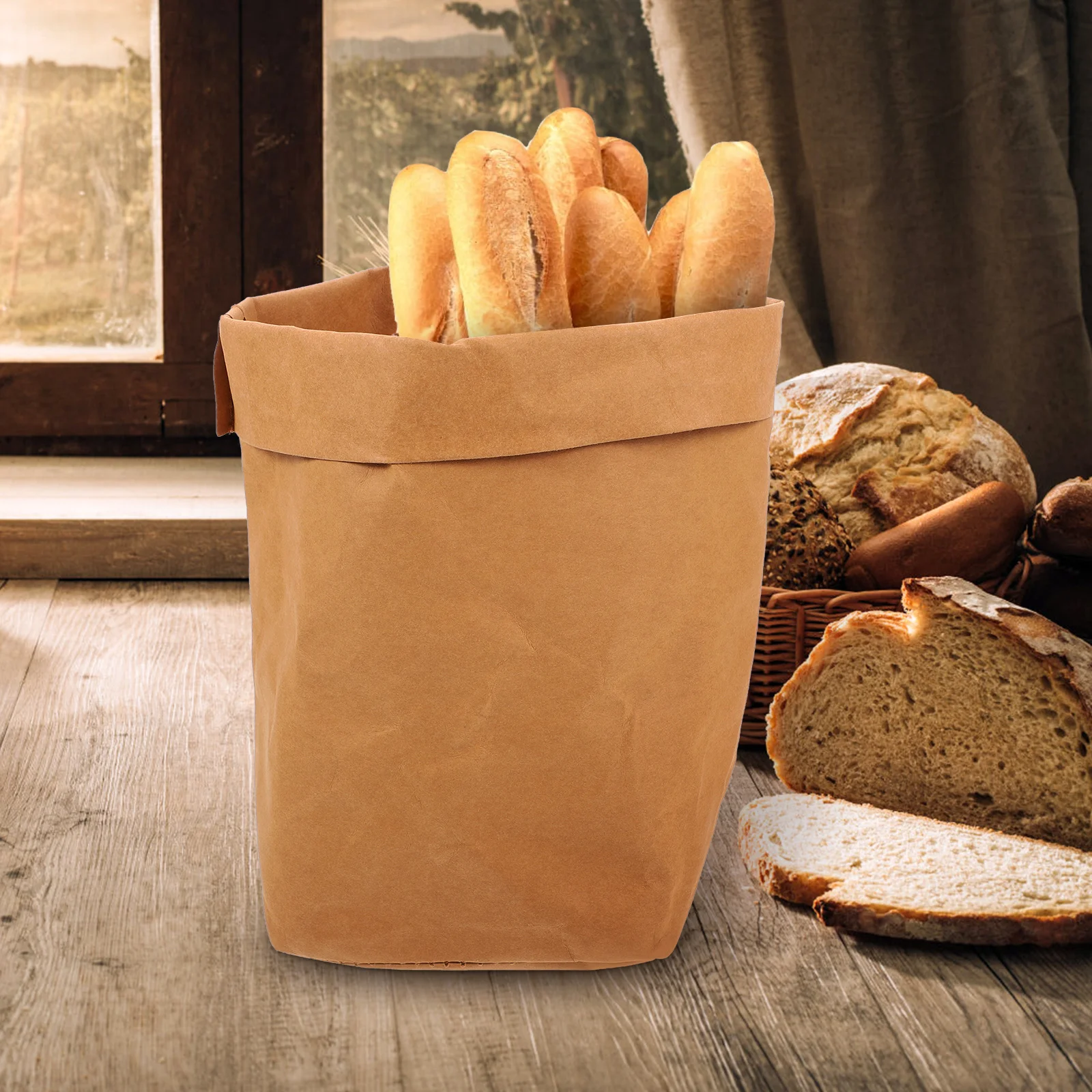 

Kraft Paper 12x12 Brown Reusable Washable Food Paper Bags Storage Grocery Foldable Bread Fruit Sandwich Packaging