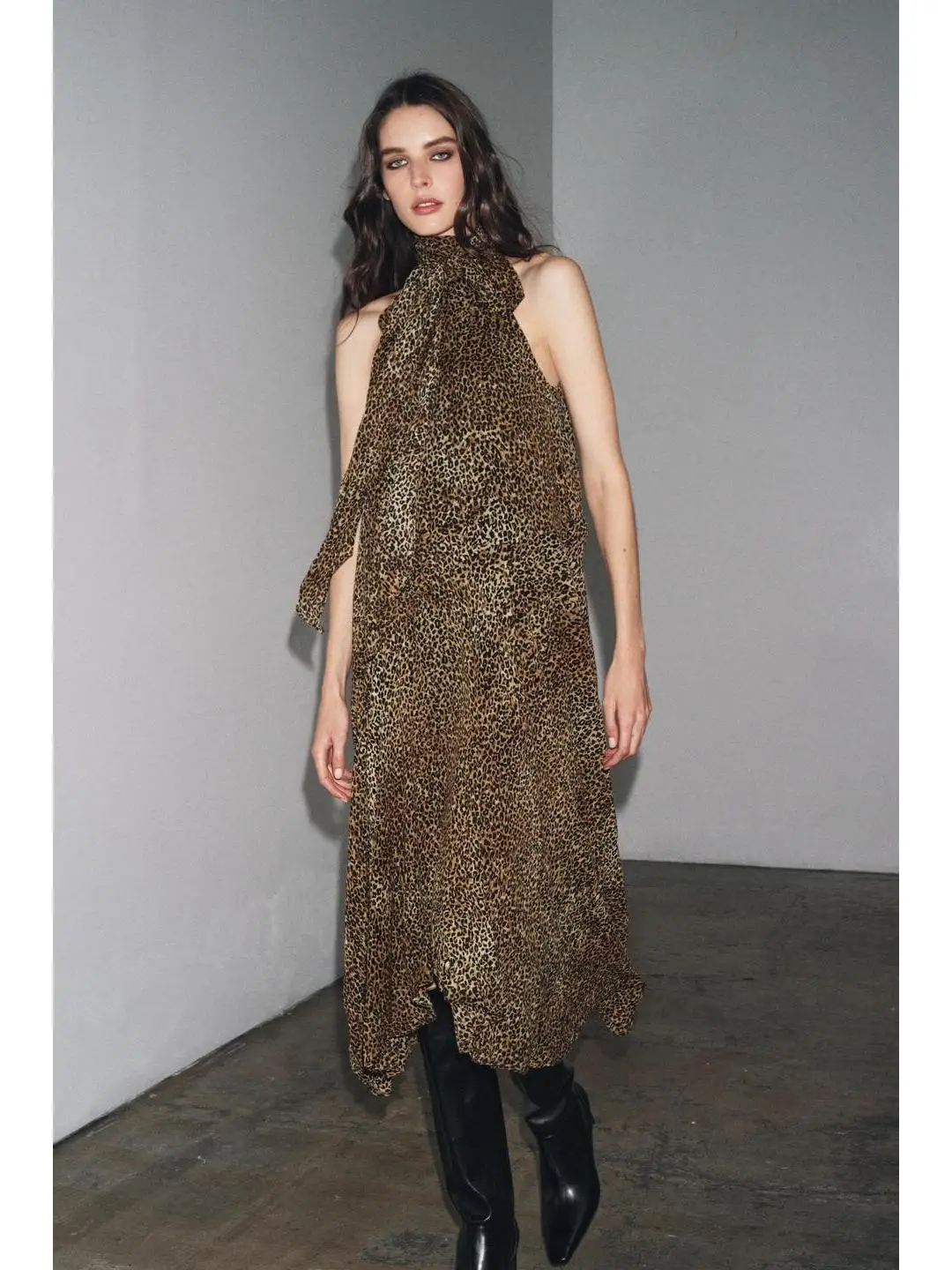 

Ele Animal Print Dr with Bow Knot Neline And No Sves for Women Ci Commute Straight Tube Dr Autumn Faion