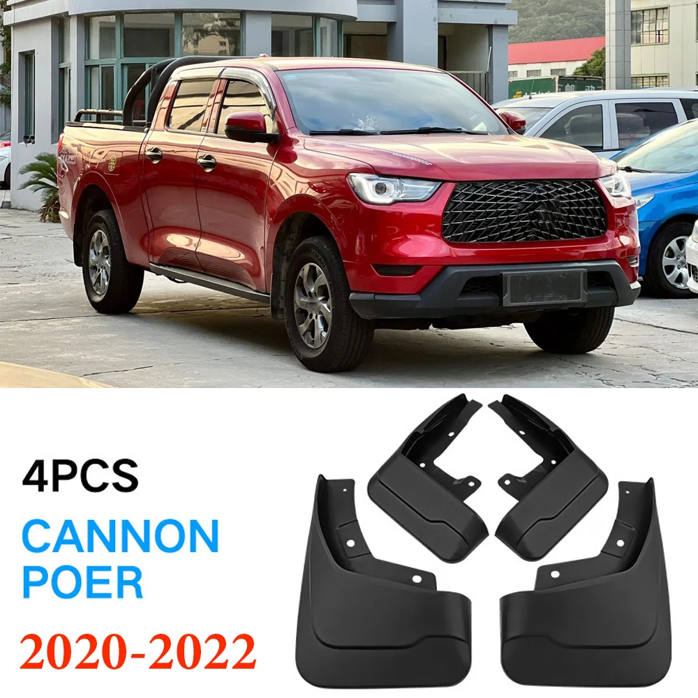 

4PCS MudFlaps For Great Wall Cannon GWM Poer 2020-2022 Mud Splash Guard Mudguards Front Rear Fender Auto Styline Car Accessories