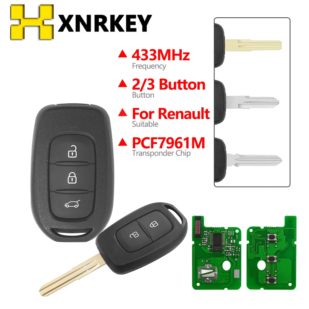 XNRKEY Smart Remote Key 433MHz PCF7961M for Renault Sandero Dacia Logan Lodgy Master3 Clio4 Trafic Duster Kwid Scenic Dokker