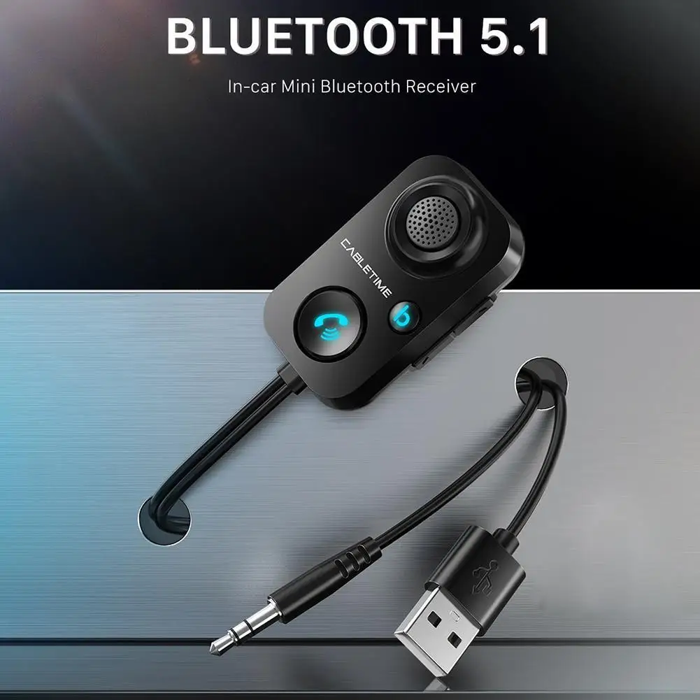 Auto Wireless Receiver Bluetooth-Compatible 5.0 Audio 3.5mm Auto BT Transmitter FM Transmitter for Hands-Free Call Car Amplifier