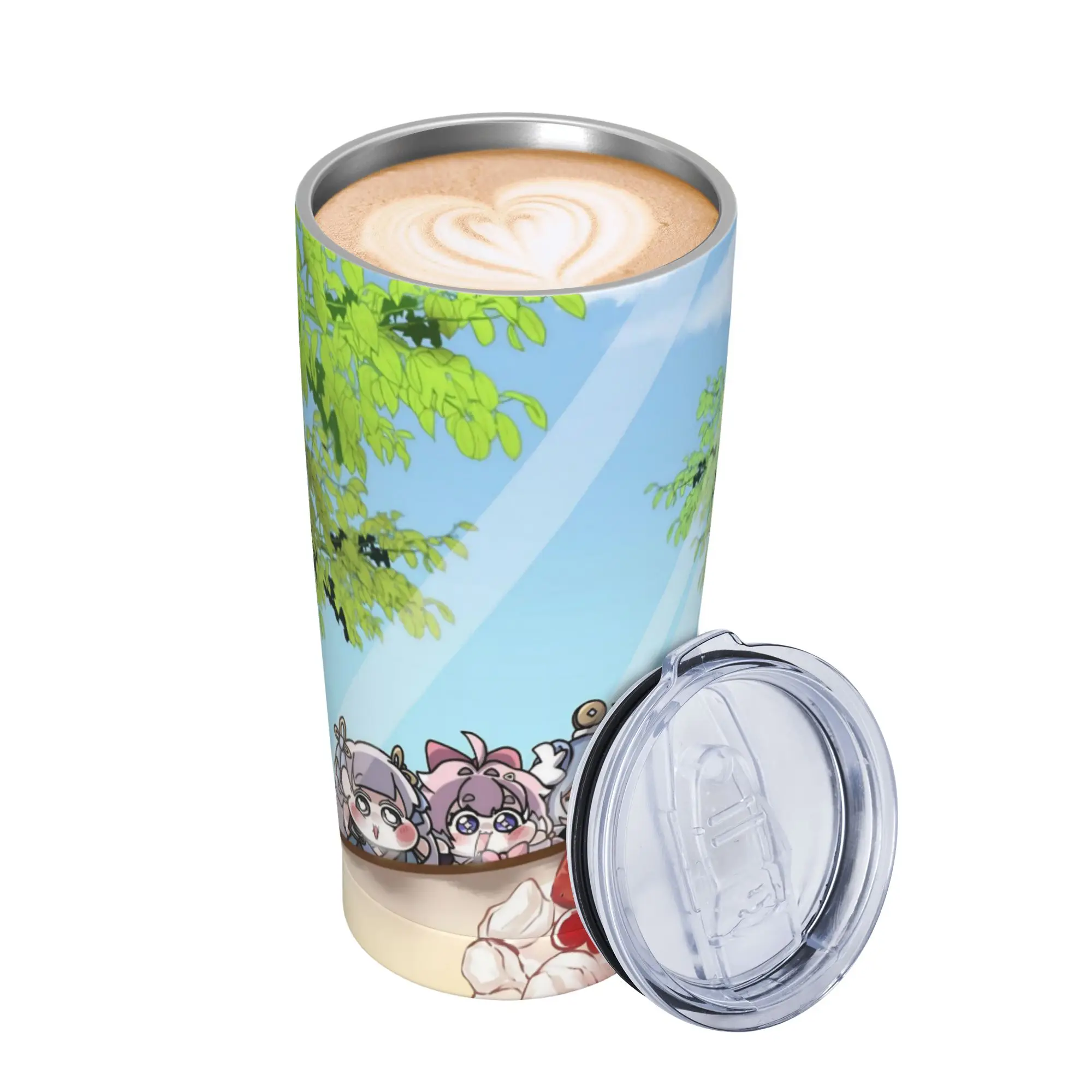 Trickcal C-Chibi Go Games Insulated Tumbler with Straws  Stainless Steel Coffee Mugs Outdoor Portable Hot Cold Drinks Cup 20oz