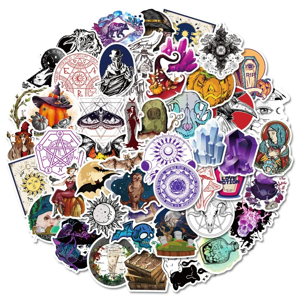 10/50Pcs Punk Magic Series Graffiti Sticker Cartoon Witch Waterproof Decoration DIY Laptop Helmet Phone Case Children's Toy Gift