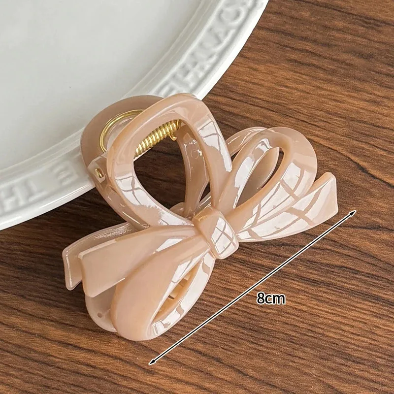 British-style Solid Color Bow Hair Clip – Elegant Back-of-Head Bow Hair Clasp, French-Inspired Graceful & Soft-Toned Hair Clip