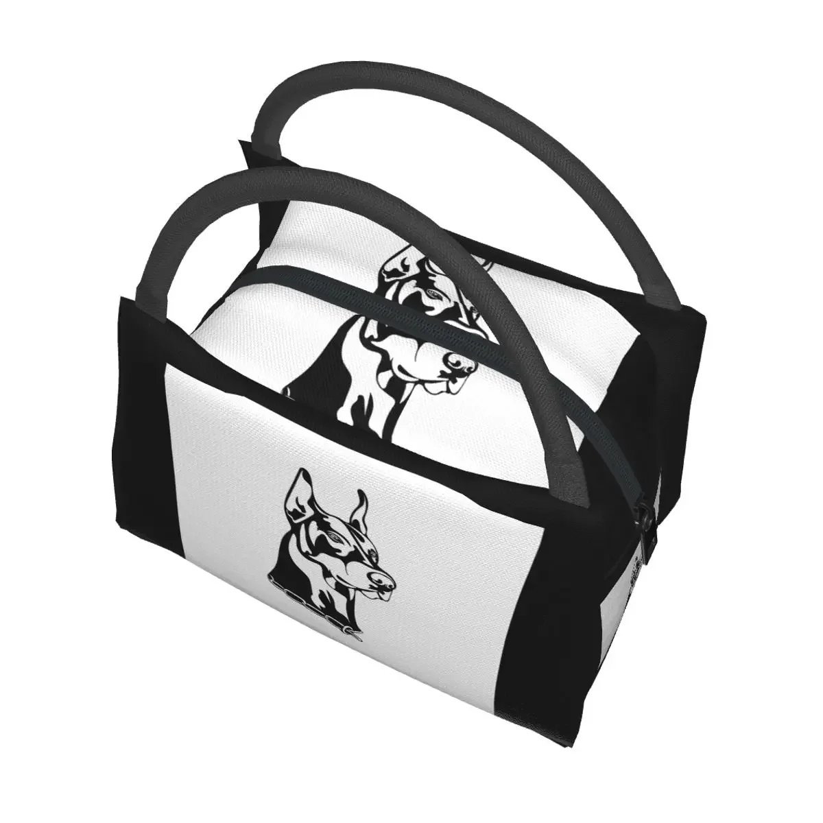 دوبيرمان الكلب الناب صورة أكياس الغداء معزول بينتو صندوق مانعة للتسرب حمل أكياس نزهة برودة حقيبة حرارية للمرأة الاطفال مكتب