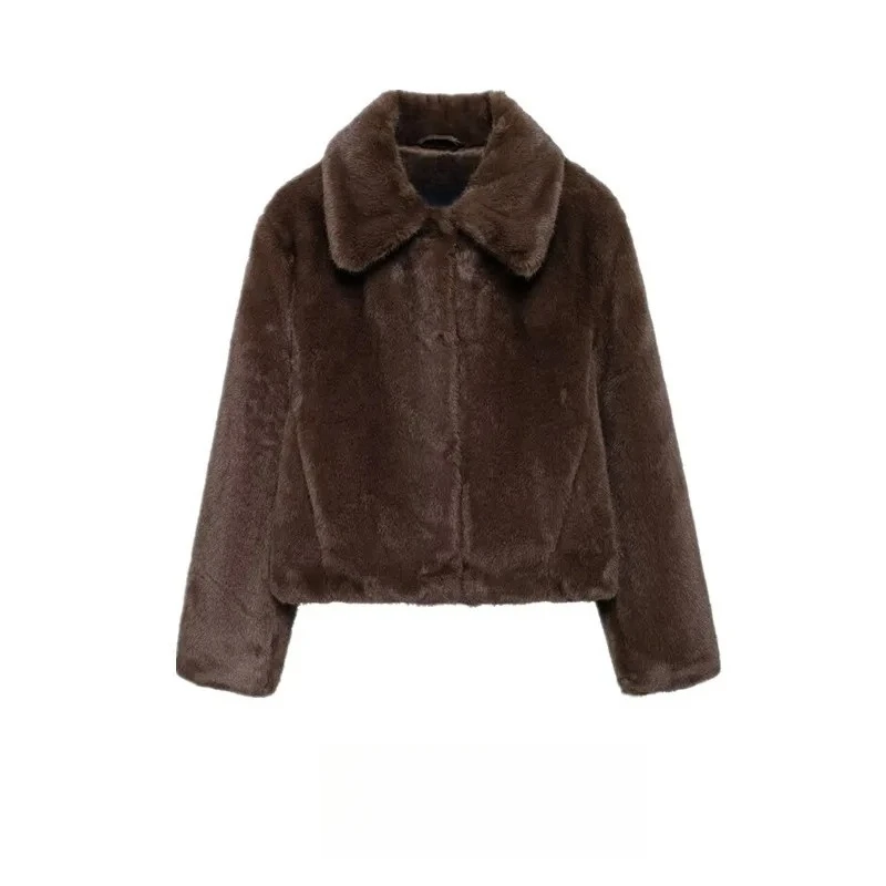 

Осенне-зимняя куртка с длинными рукавами в европейском и американском стиле с эффектом искусственного меха