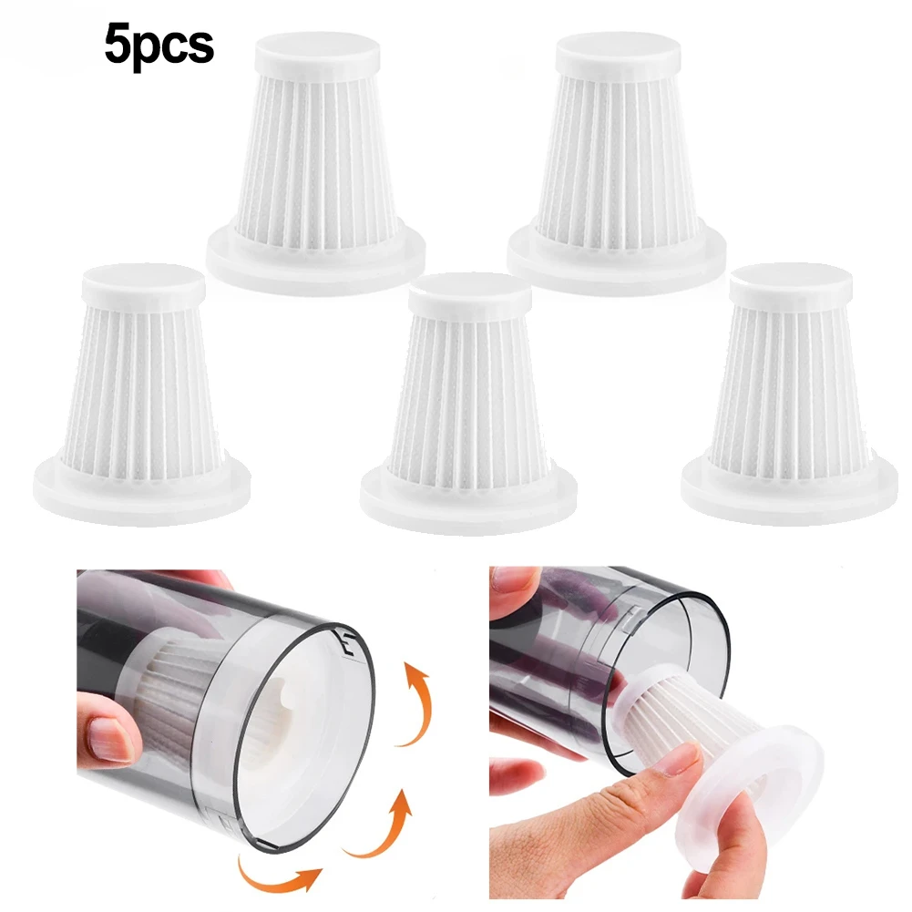 5pcs Car Vacuum Cleaner Filter Washable Filter Replacement Parts Removable Recycling Vacuum Cleaner Replacement Filter Cartridge