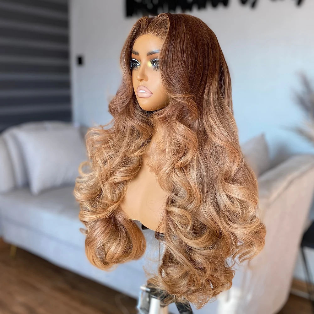 Выделите 400 Плотность Объемная волна Бесклеевые бразильские волосы Парики 13x4/13×6 HD Прозрачные парики на шнурке 30 36 дюймов Для женщин носят и прогулок
