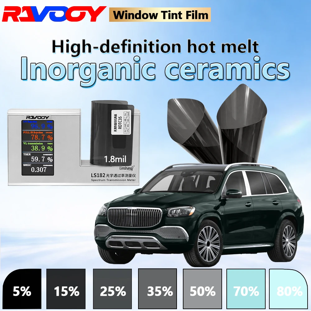 RAVOOY RDTC35 Series High Definition Hot Melt Inorganic Ceramic Car Window Tint Film 1.8mil 38.9% VLT Heat Rejection 152CMX30M