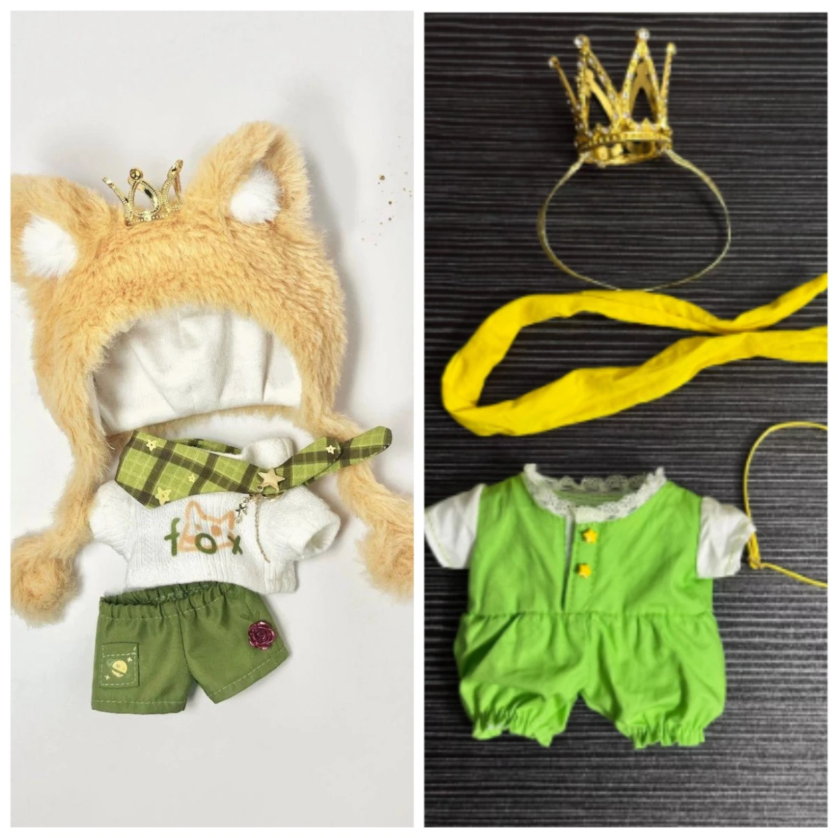 

3.0Labubu Clothing Fairy Tale Prince and Little Fox Set Pink Rabbit Green Bear Angel Devil Clothing with Rabbit Ear Accessories
