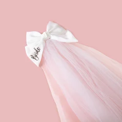 1Pc Bridal Hair Bow Veil Bachelorette Party Hair Clip Hair Bow Wedding Veil For Bride Hair Accessories Bridesmaid Favors