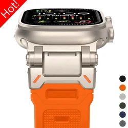 Correa de goma suave para Apple Watch Ultra 2, banda de 49mm, S10, 46mm, 45mm, 44mm, 42mm, pulsera de lujo para IWatch Series 9, 8, 7, 6, 5, 4