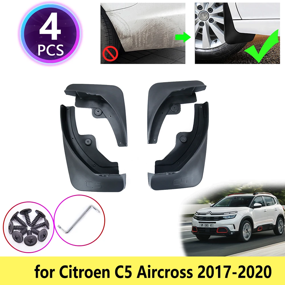 4pcs for Citroen C5 Aircross 2017~2023 2018 Mudguards Flares Fender Mud Flaps Baffle Muddy Splash Front Rear Wheel Accessories