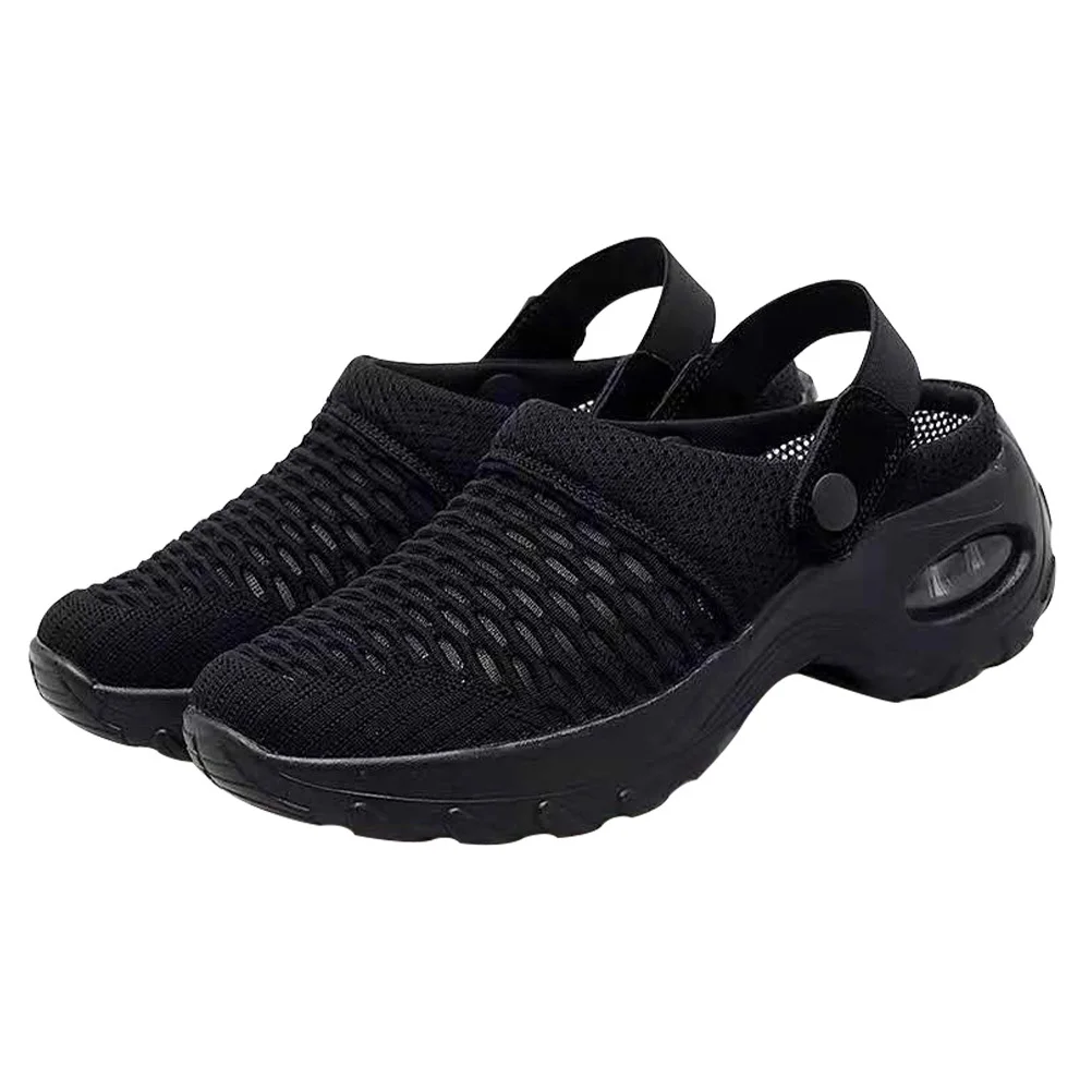 

1Pair Women Summer Slippers Mesh Breathable Half Slippers Lightweight Comfortable Fashion Casual Shoes Black Summer Women Shoes