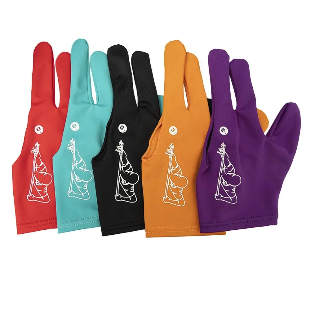 1 قطعة قفاز البلياردو المرن عدم الانزلاق تنفس ثلاثة أصابع قفاز مقاومة للاهتراء السنوكر البلياردو قفاز البلياردو اكسسوارات