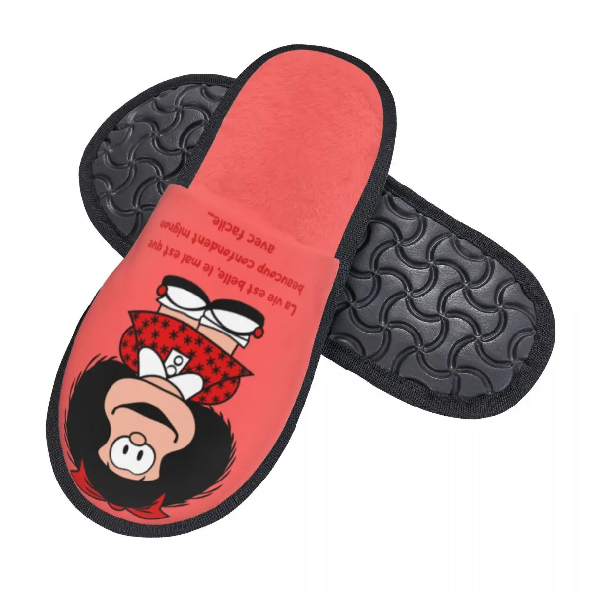 Custom Kawaii Mafaldas Guest Slippers for Spa Women Custom Print Quino Argentina Cartoon House Slipper