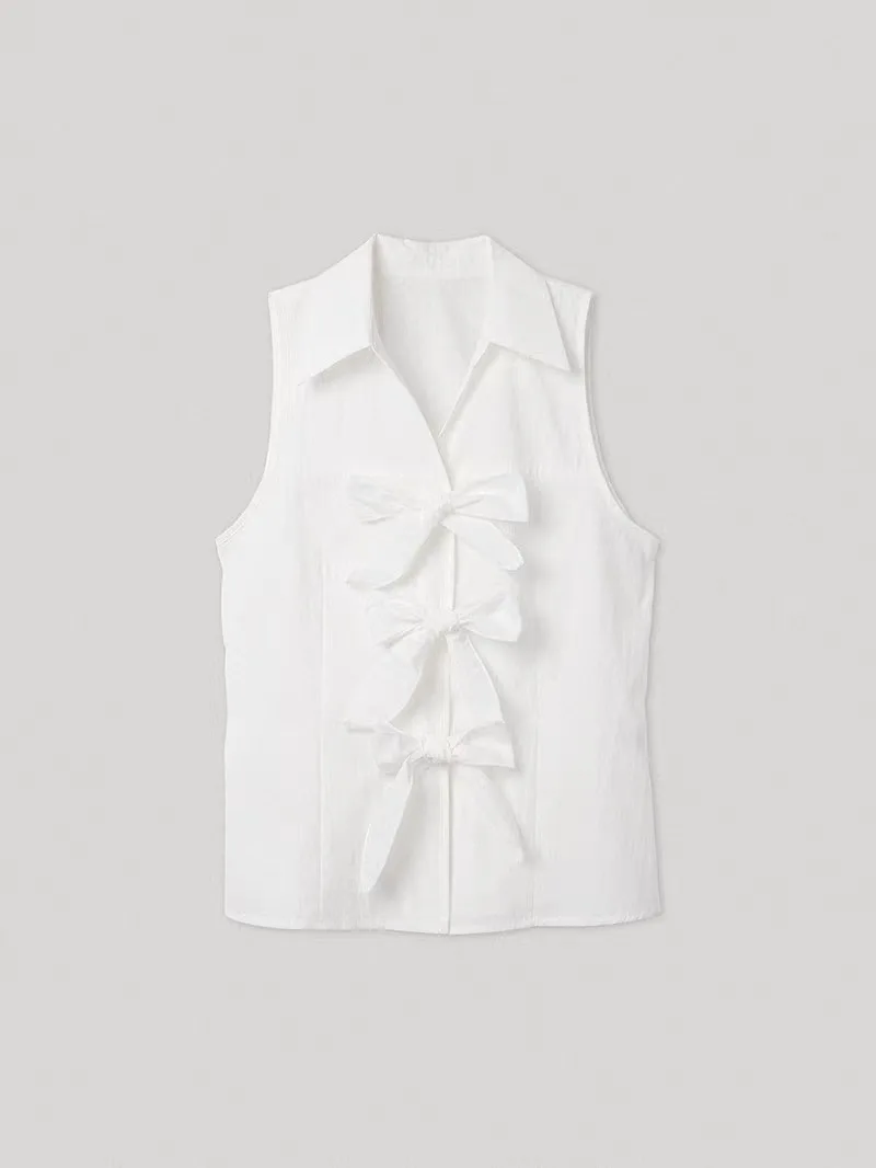 

Smoothmood винтажный воротник с узлом Svel irt жилет женский Dongda Gate Sle повседневный удобный хлопковый летний топ