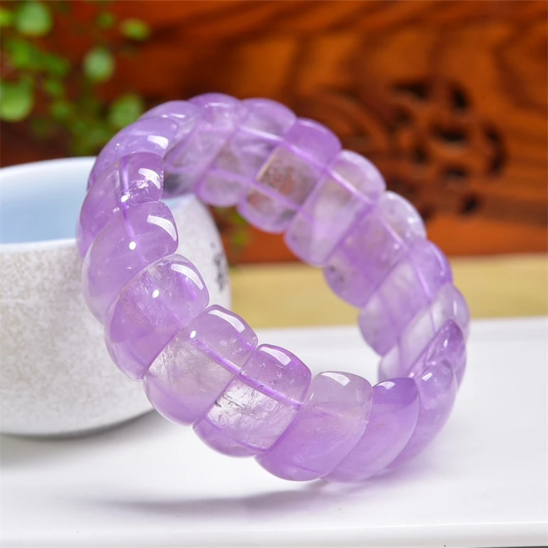 

Natural Lavender Amethyst Bangle Reiki Healing Fengshui Stone Fashion Jewelry For Women Holiday Gift 12X25MM