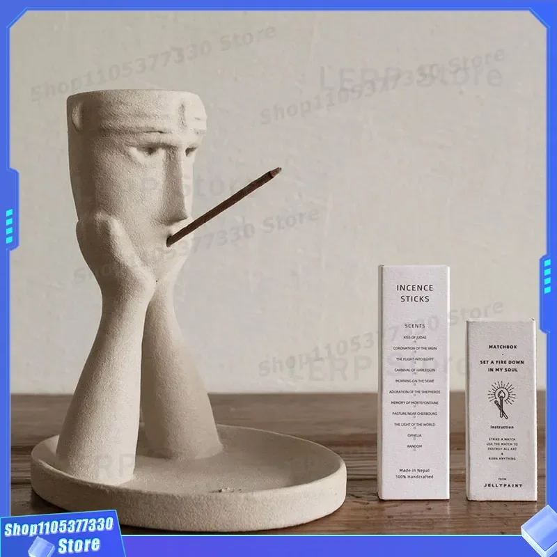 Handmade 3D Abstract Character Thread Incense Holder High End Meditation Realm Aromatherapy Gift Box Art Decor Base for Home