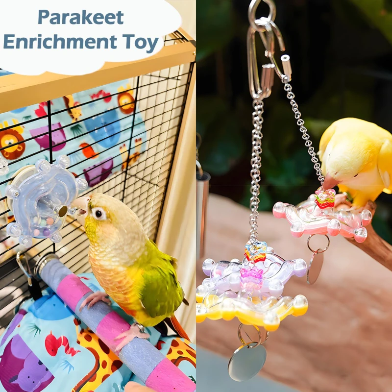 Bird Parrot Interactive Toy Bird Turntable Hang Toys Sounding Ball Toys Stand Playing Cage Accessories Pet Supplies