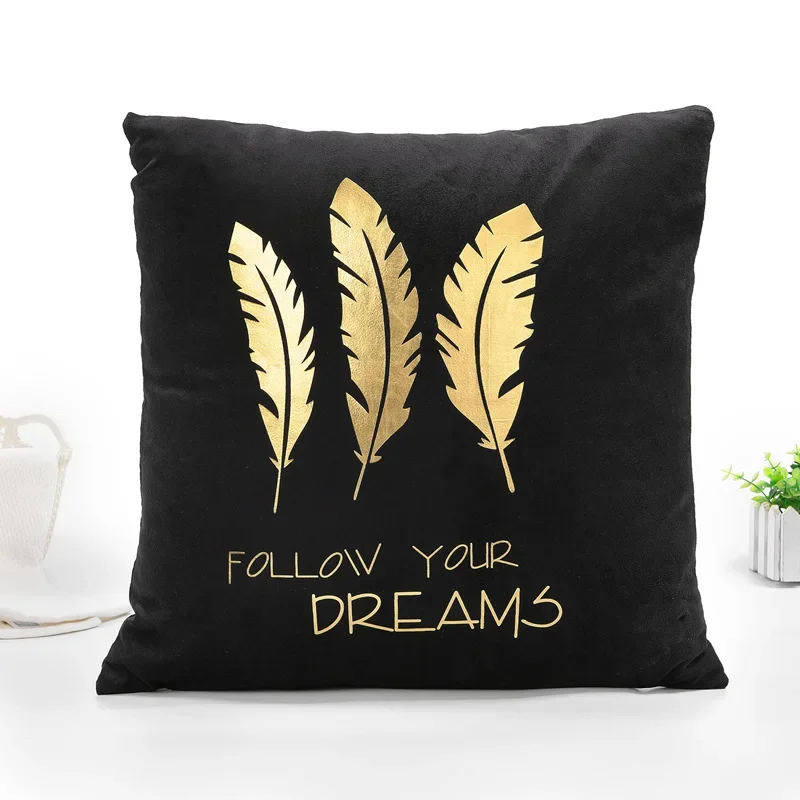 Golden Bronzing Pillow Super Soft Velvet Flamingo Pineapple Black Bronzing Cushion Sofa Car Pillowcase