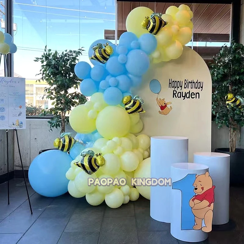 Winnie The Pooh-globo de guirnalda de arco de látex, suministros para fiesta de Winnie, globos de fiesta de oso para decoración de fiesta de cumpleaños y Baby Shower