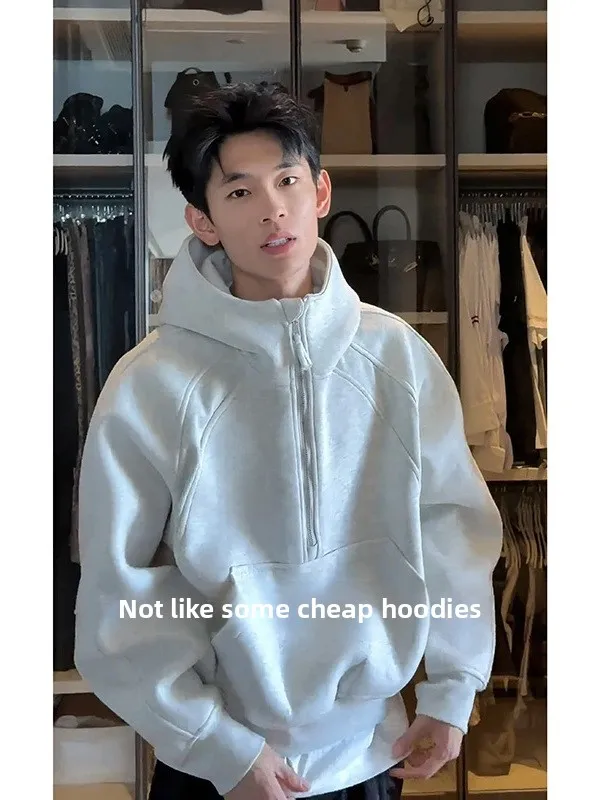 

Мужская толстовка на молнии Heavyweight с капюшоном, повседневная, в деконструированном стиле, осенняя, прочная, с принтом белых цветов