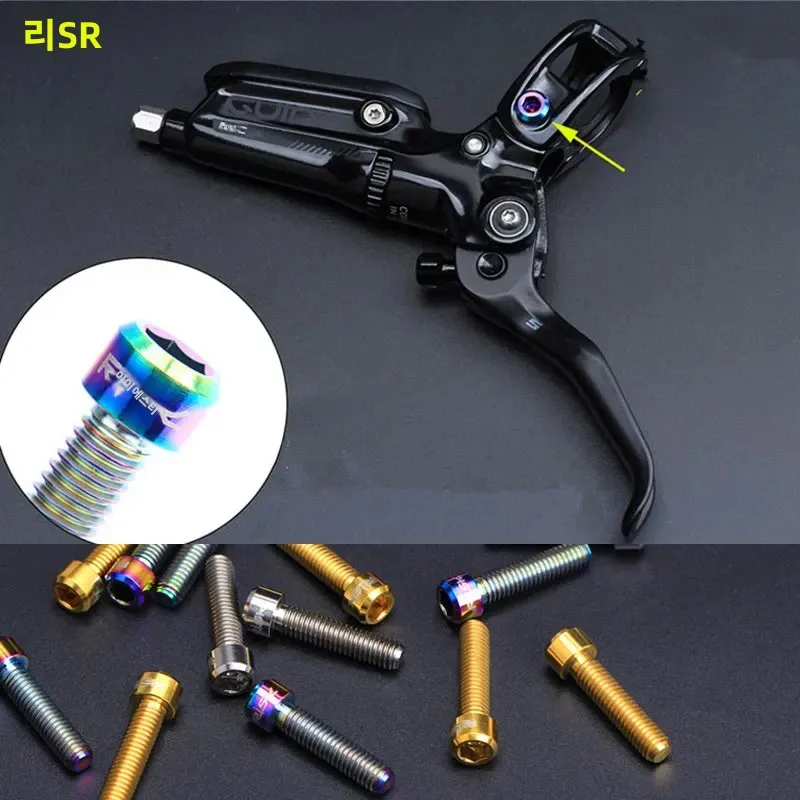 RISK 2pcs M5x25mm Titanium MTB Bike Brake Levers Fixed Bolt for Guide R RS RSC Mountain Bike Brakes Handle Grip Clamp Ring Screw