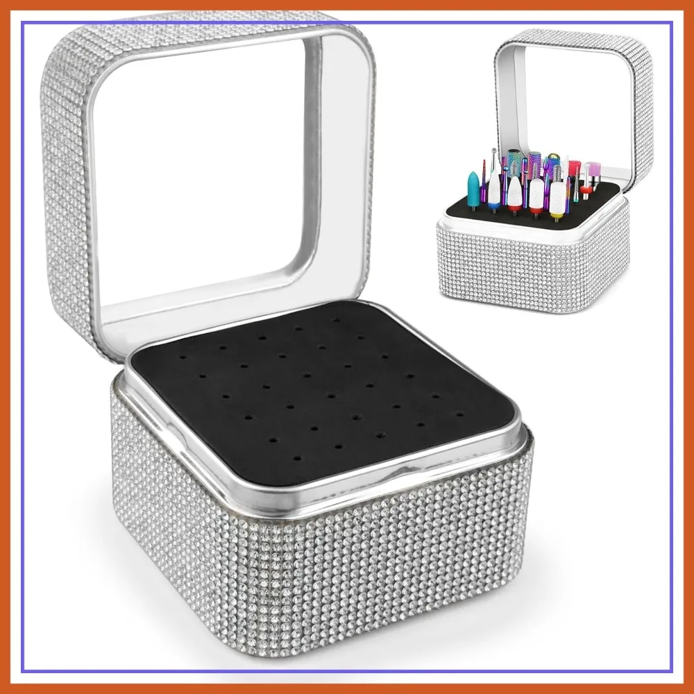 

30-Hole Dustproof Nail Drill Bits Storage Box - Portable Organizer for Manicure Tools