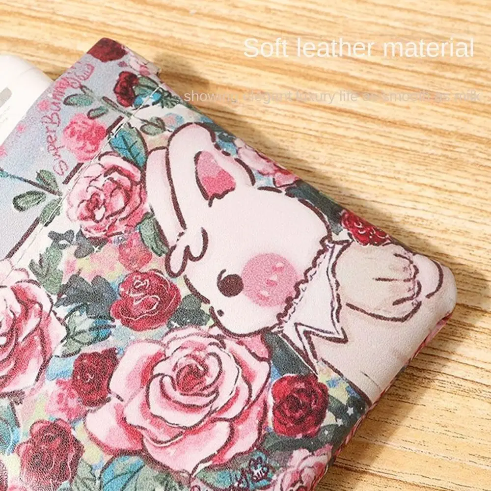 Portable PU Coin Purses Waterproof Automatic Closing Cosmetic Bag Bunny Print Mini Storage Bags Women