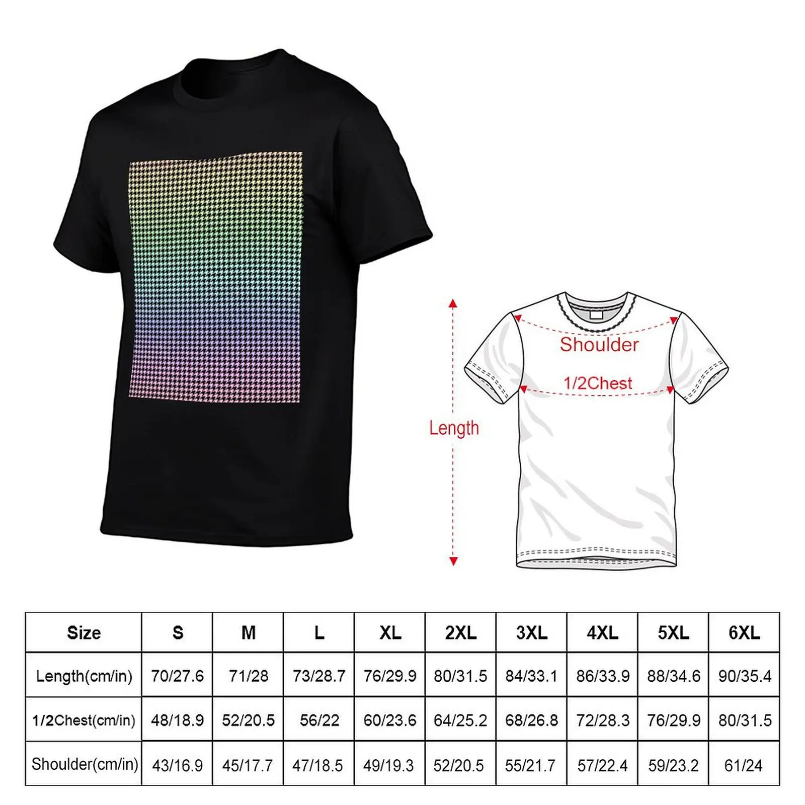 Soft Pastel Rainbow Houndstooth Check Pattern T-Shirt plus sizes blue archive workout shirts for men